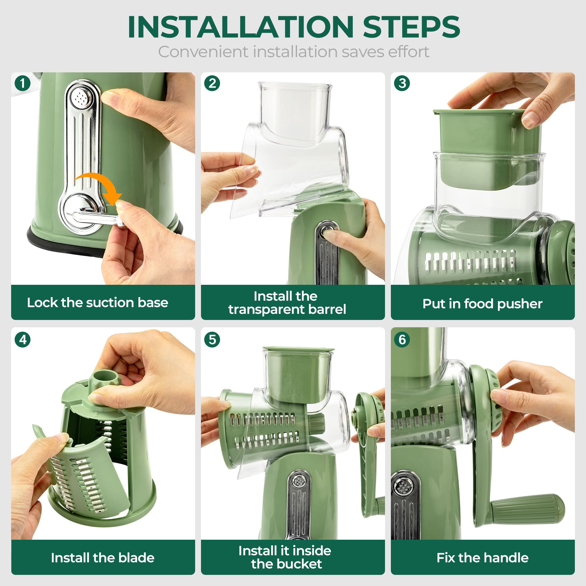 Vegetable slicer and grater parts view