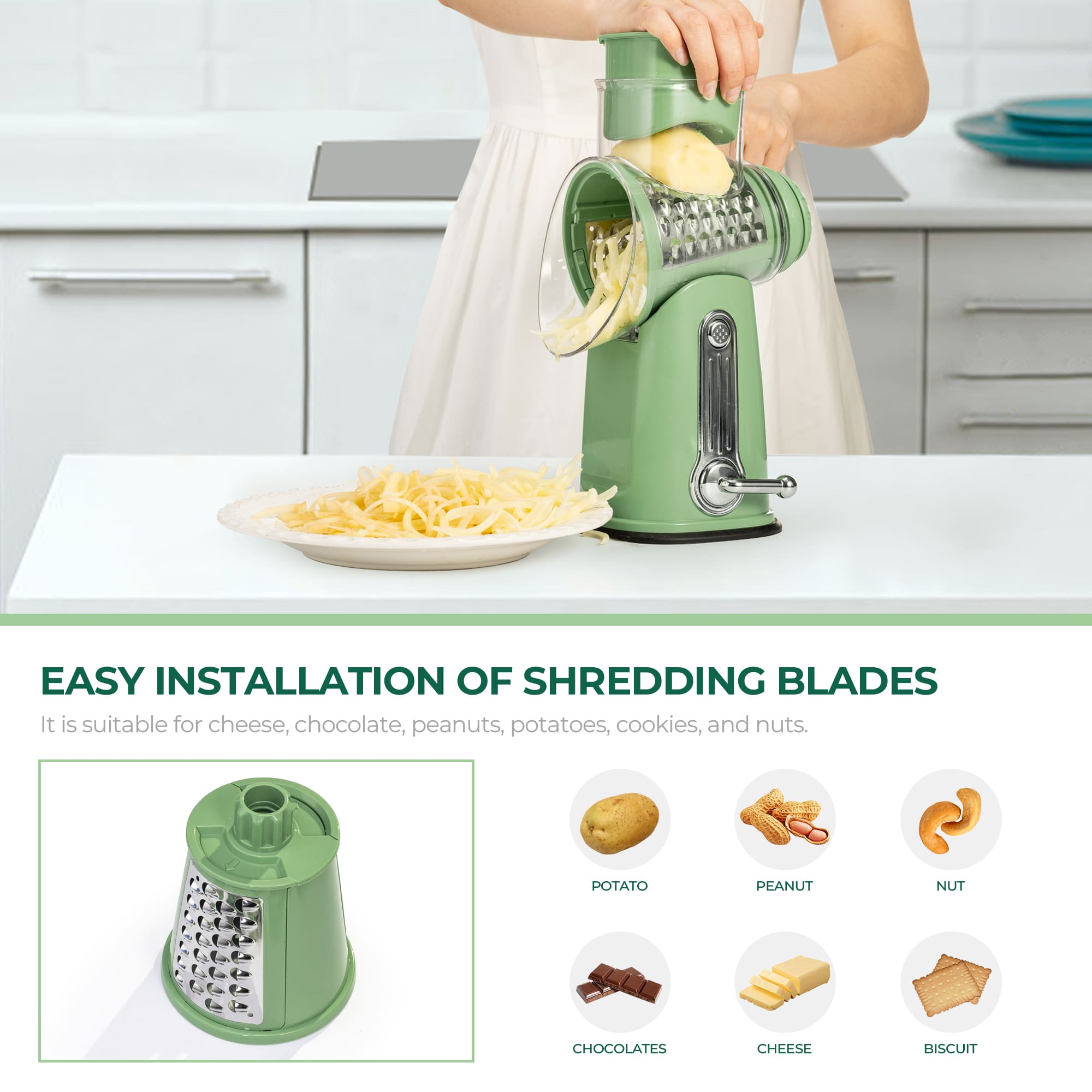 Vegetable slicer and grater blade detail